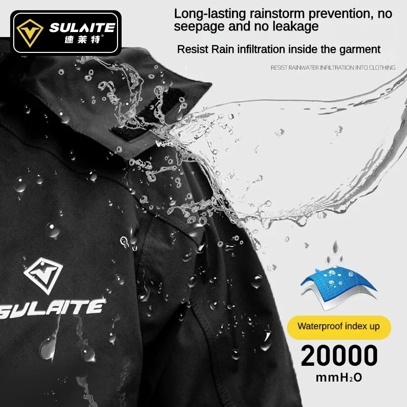 Sulaite Motorcycle Raincoat Night Reflective Rain Suits Waterproof Riding Suit for Men Women, Anti-Wind Bike Rain Gear