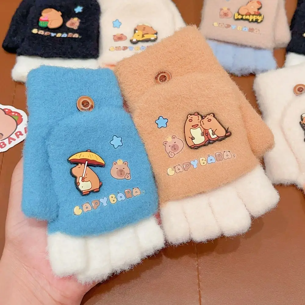 Kids Knitted Winter Gloves Warm Elastic Half Finger