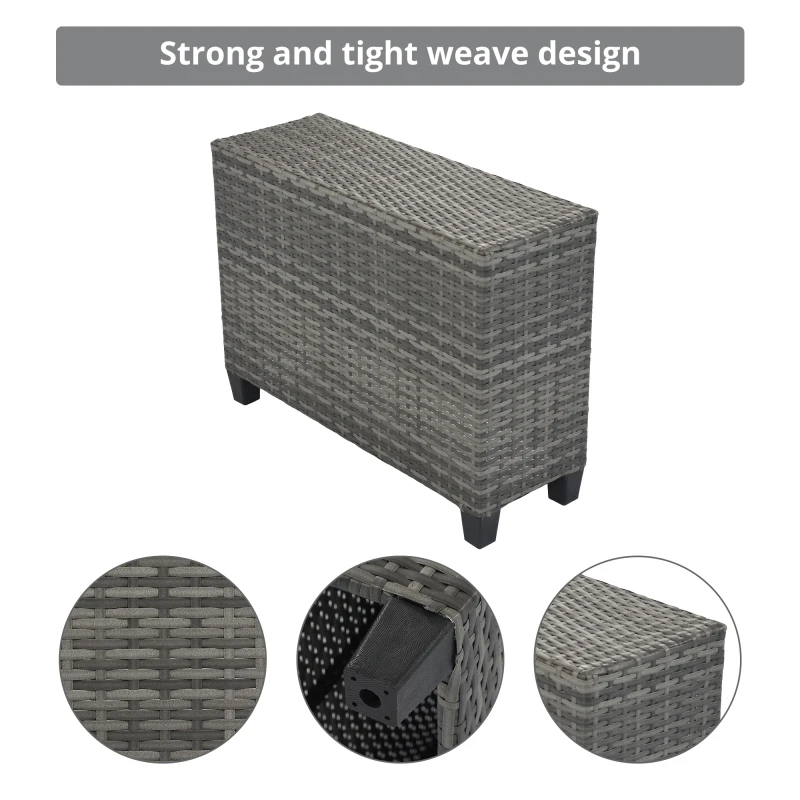 8-pieces Outdoor Wicker Round Sofa Set,Curved Sofa Set With Rectangular Coffee Table, Movable Cushion, Gray