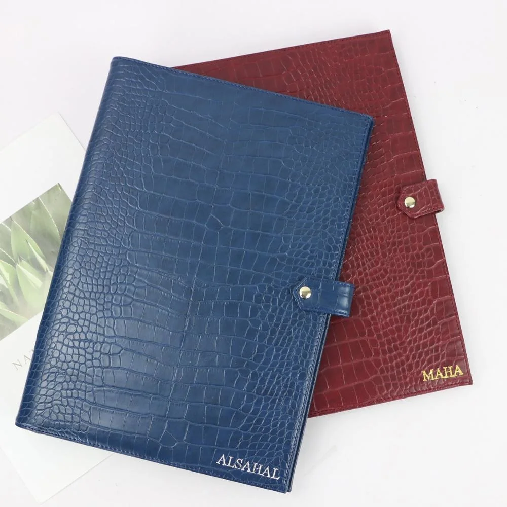 

Free Custom Letters Document Bag Crocodile Pattern Pad Folio Top Quality Business A4 File Holder Luxury Porfolio For Ipad Holder