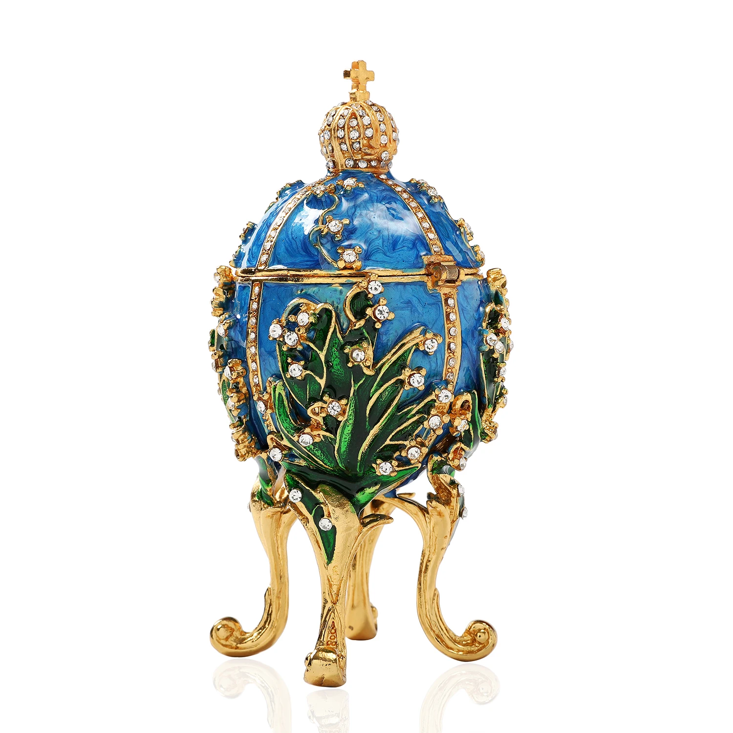 QIFU Beautiful and Exquisite Faberge Egg with Rhnestones Vintage Style Home Decor