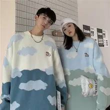 

Japanese Lazy Style Autumn and Winter New Round Neck Pullover Korean Fashion Trend Casual Korean Color Matching Top