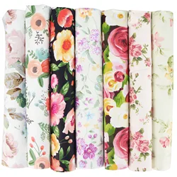 7PCS Cotton Craft Fabric Squares for DIY Patchwork, Quilting, and Art Projects (Floral)