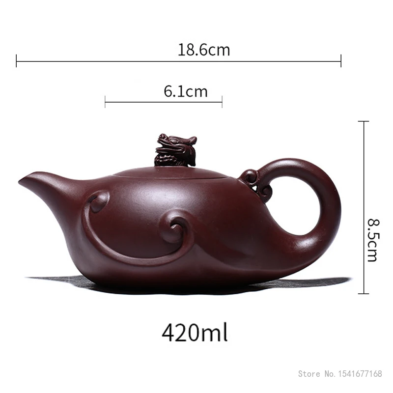 Handmade Chinese Kongfu Tea Pots, Mud Ball Hole, Raw Ore Aged Purple Mud Purple Sand Xishi Yixing Purply Clay Teapot, 420ml, 1Pc