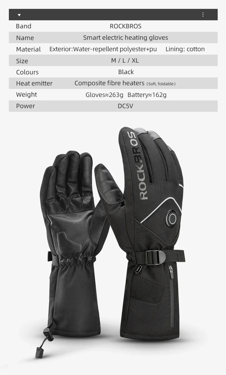 Guantes Calefactables Recargables 5000 MAh - Impermeables, 3 Niveles De Calor, Con Función Táctil Para Móviles