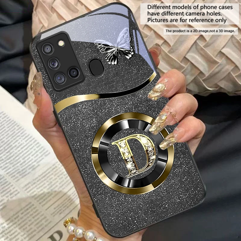 Gold Letter A Badge Glass Phone Case