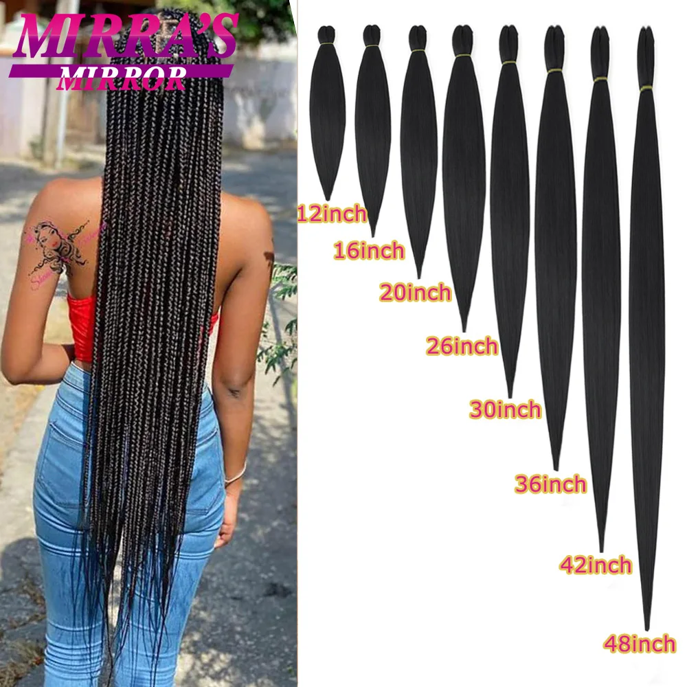 Braiding Hair Pre Stretched 48" Long Braiding Hair Extensions Professional Soft Synthetic Braiding Hair Hot Water Setting Hair 1