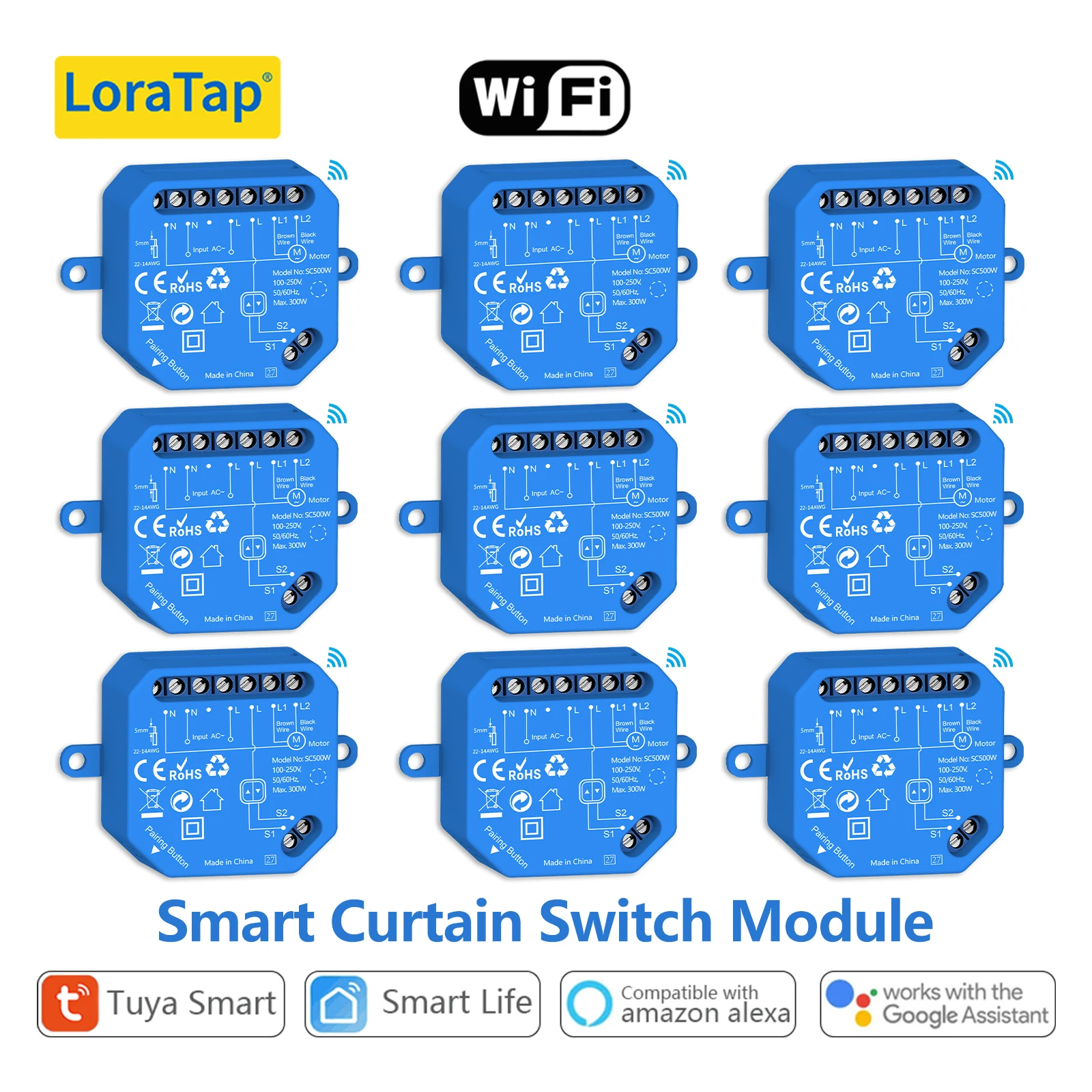 LoraTap-Joli Intelligent Tuya pour Volet Roulant, Moteur Tubulaire, Commande Vocale à Distance par Google Home Alexa