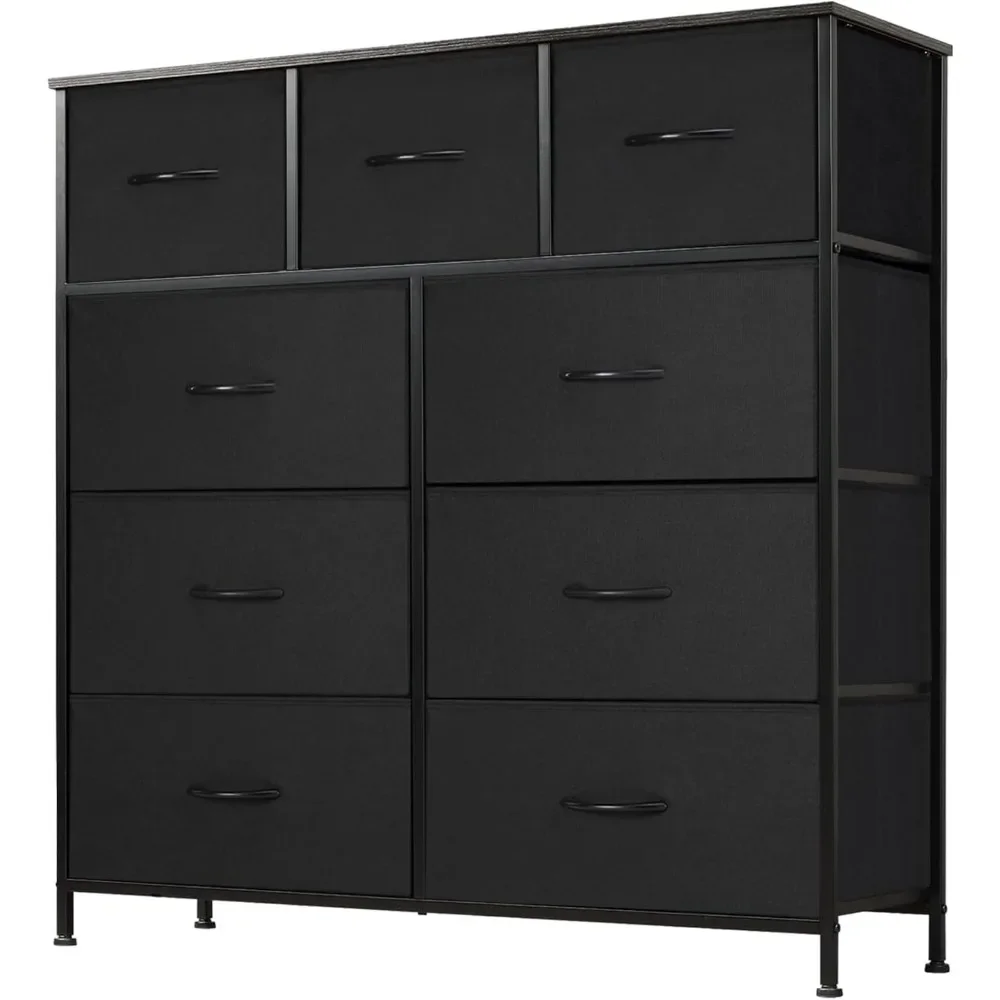 

Dresser for Bedroom with 9 Drawers,Fabric Closet Organizer, Cloth Dresser with Metal Frame and Wood Tabletop Chest Storage Tower