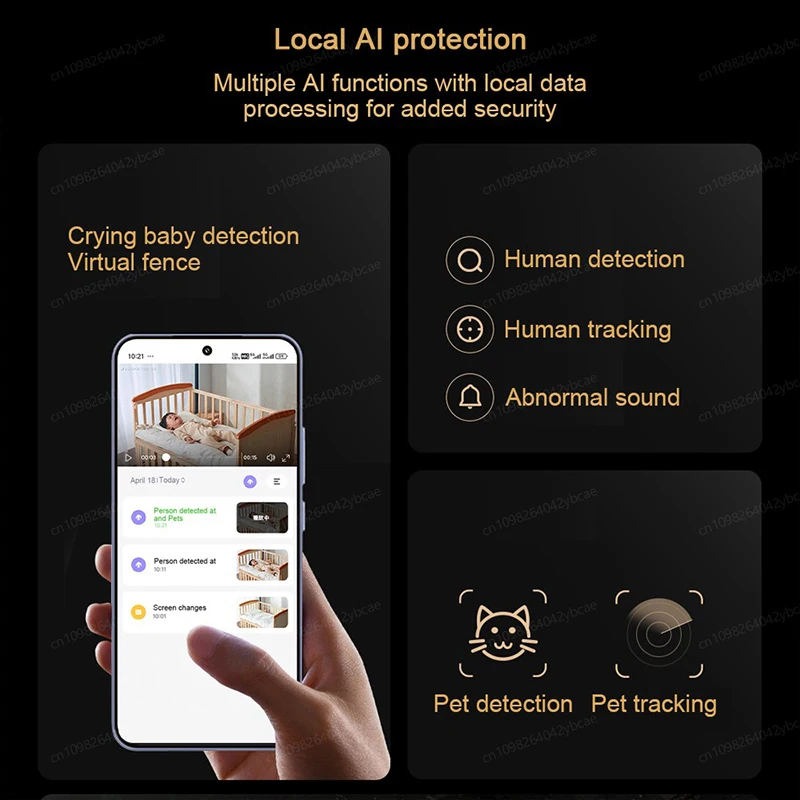 XIAOMI 360 ° Smart Camera 4, Wi-Fi dual-band 6,8MP 4K HDR AI Tracking, Baby monitor di sicurezza domestica, versione cinese con adattatore - immagine 6