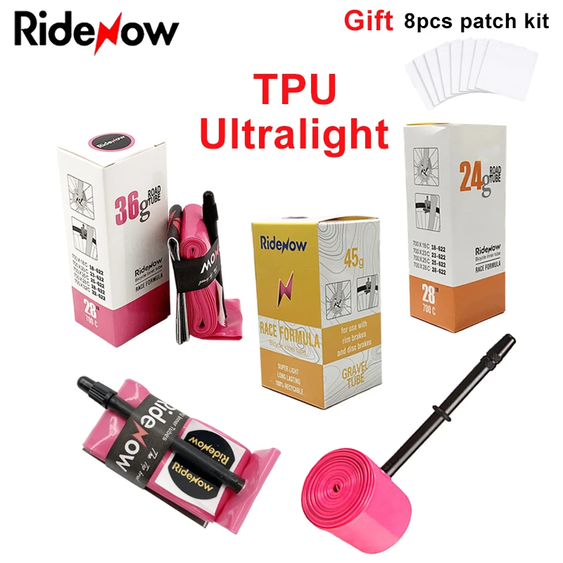 RideNow TPU 도로 자전거 내부 튜브 프렌치 밸브, MTB 자전거 29 자갈 700C, 700Cx18C, 23C, 25C ...