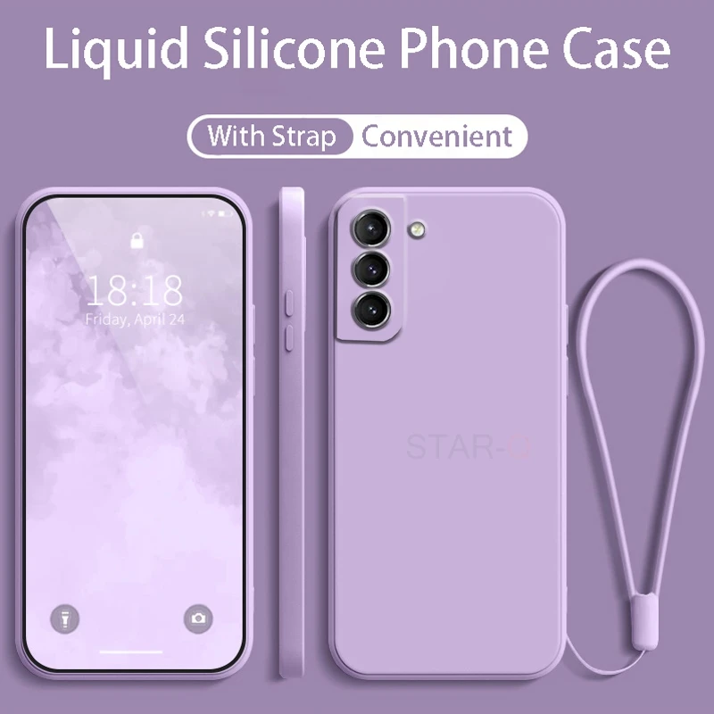 Liquid Silicone Phone Case with Soft Lanyard - Original Strap Design