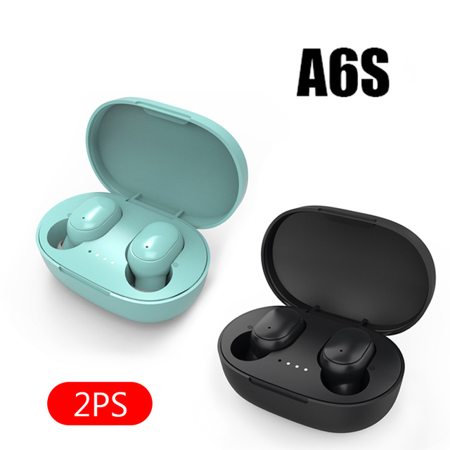 A6S Smart Digital Display Bluetooth Headset Wireless Mini HIFI Headset Stereo in-Ear Sports Earphone with Mic & Charging Box