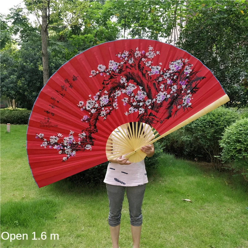 Chinese Fan Paper Fan Hand Fan Folding Fan Super Big Huge Chinese Paper Fan  Decoration Hang Wall in National Customs Wedding Arrangement Fan Japanese