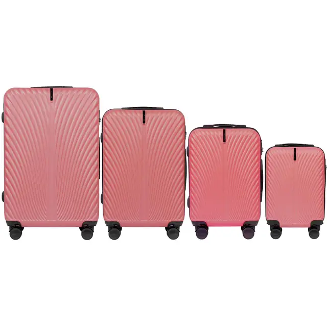 Wings SWAN - Ensemble de 4 valises rose sale, ensemble de voyage sur roulettes, valises rigides roses (cabine, moyenne, grande, XL) 1