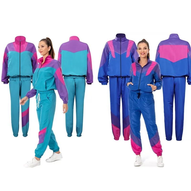 

Женский костюм для косплея в стиле ретро 80-х 90-х годов, жакет для дискотеки в стиле хип-хоп, брюки, повседневная спортивная одежда для взрослых, женская одежда на Хэллоуин
