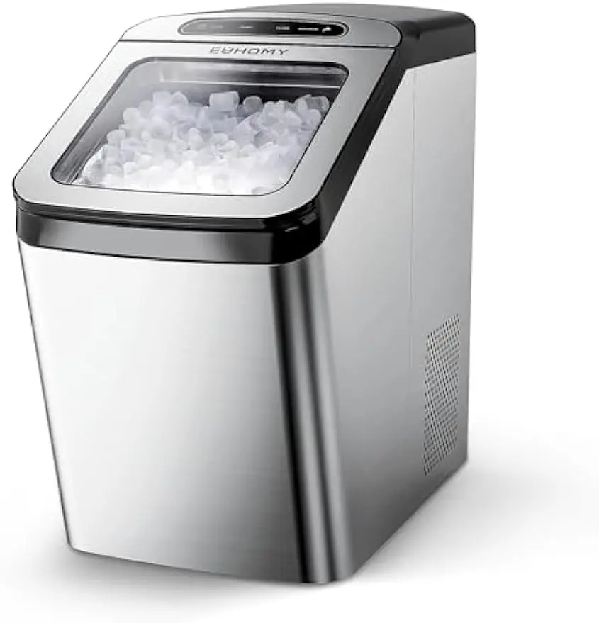 

EUHOMY Nugget Ice Maker Countertop, Max 34lbs/Day, 2 Way Water Refill, Self-Cleaning Pebble Ice Maker Machine with 3Qt Reservoir