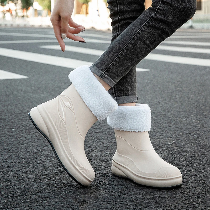 Fashionable Short-tube Rain Boots Waterproof Non-slip Wear-resistant Rain Boots Women's Work Garden Shoes Outdoor Wading Shoes