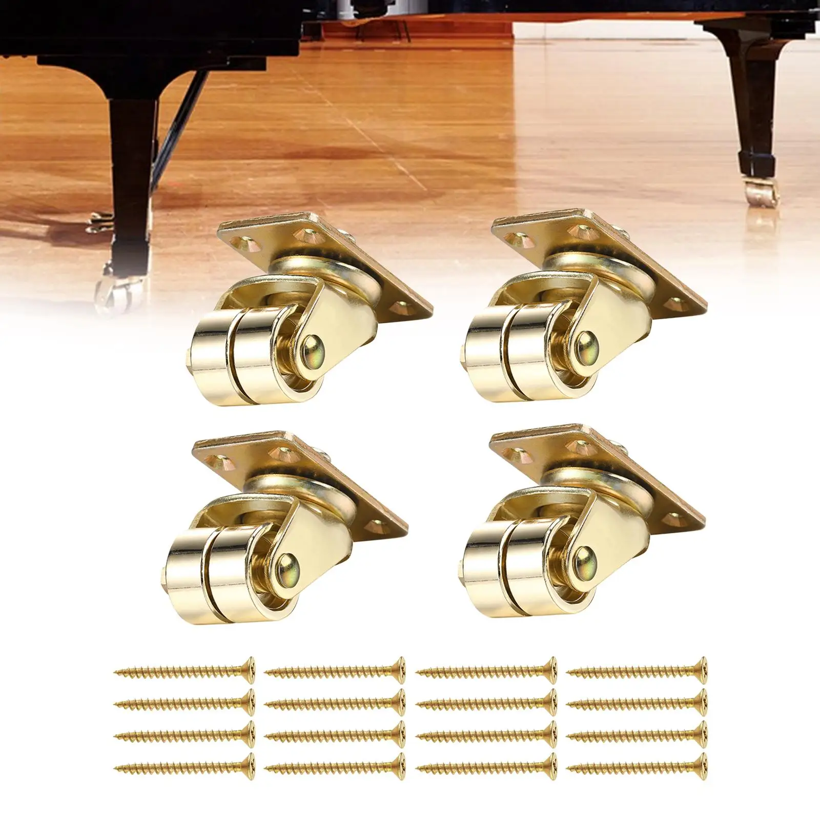 4x Upright Piano Caster Swivel Universal Roller for DIY Parts Bookshelves