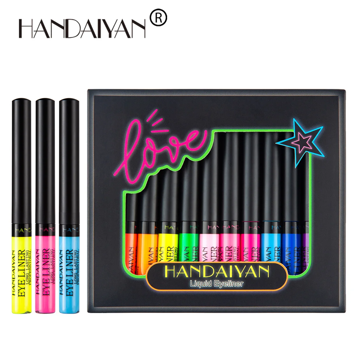 12 Colors Neon Eyeliner Pen Kit UV Light Pastels Pastel-Black Light Eye Makeup Waterproof Liquid Eyeliner Pencil Set Cosmetics eyeliner pencils liquid eyeliner eyeliner pen