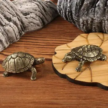New Small Money Turtle Retro Tortoise Statue Desktop Ornaments Solid Copper Figurines Home Decoration 2