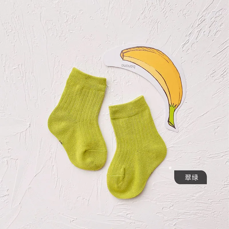 0-6Y New Kids Solid Candy Color Socks 100% Cotton Soft Socks for Boys Girls Slouch Children Infant Toddler Socks