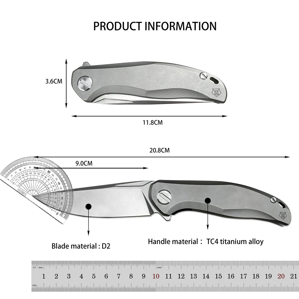 Bearing Flipper Assisted Pocket Folding Knife M390 Blade TC4 Titanium Alloy Handle Outdoor Tactical Knives Hunting Camping Tool 6