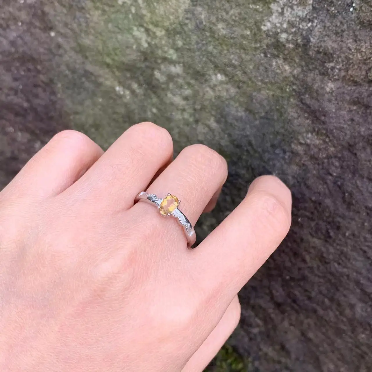 5*3MM Natural Citrine Ring Adjustable Female Ring Jewelry for Women Gift Wholesale High Quality Vintage Fine