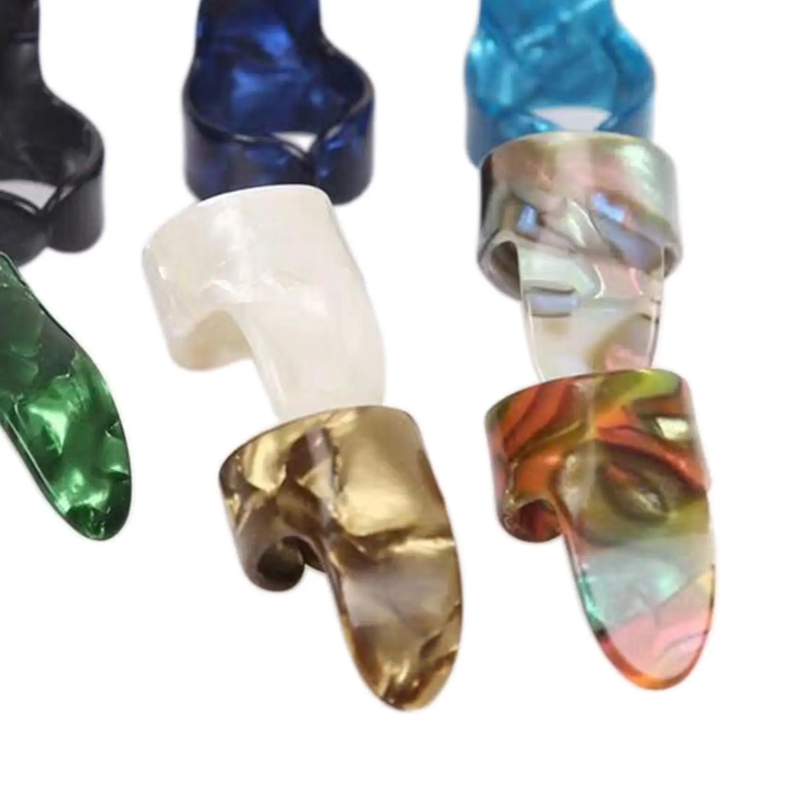 10 Pieces Thumb Finger Picks Colorful Nail Plectrum for Ukulele Bass Acoustic Guitar
