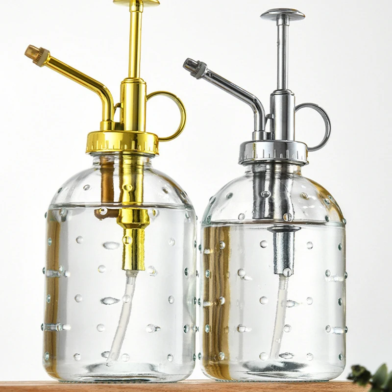 350ml Plant Flower Glass Garden Watering Spray Bottle Push-type Watering Can Retro High Atomization Nozzle Bottle 4
