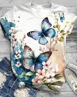Papillon libellule motif impression 3D T-Shirts femmes manches courtes t-shirt Streetwear Y2k Harajuku T-Shirts hauts vêtements féminins 6