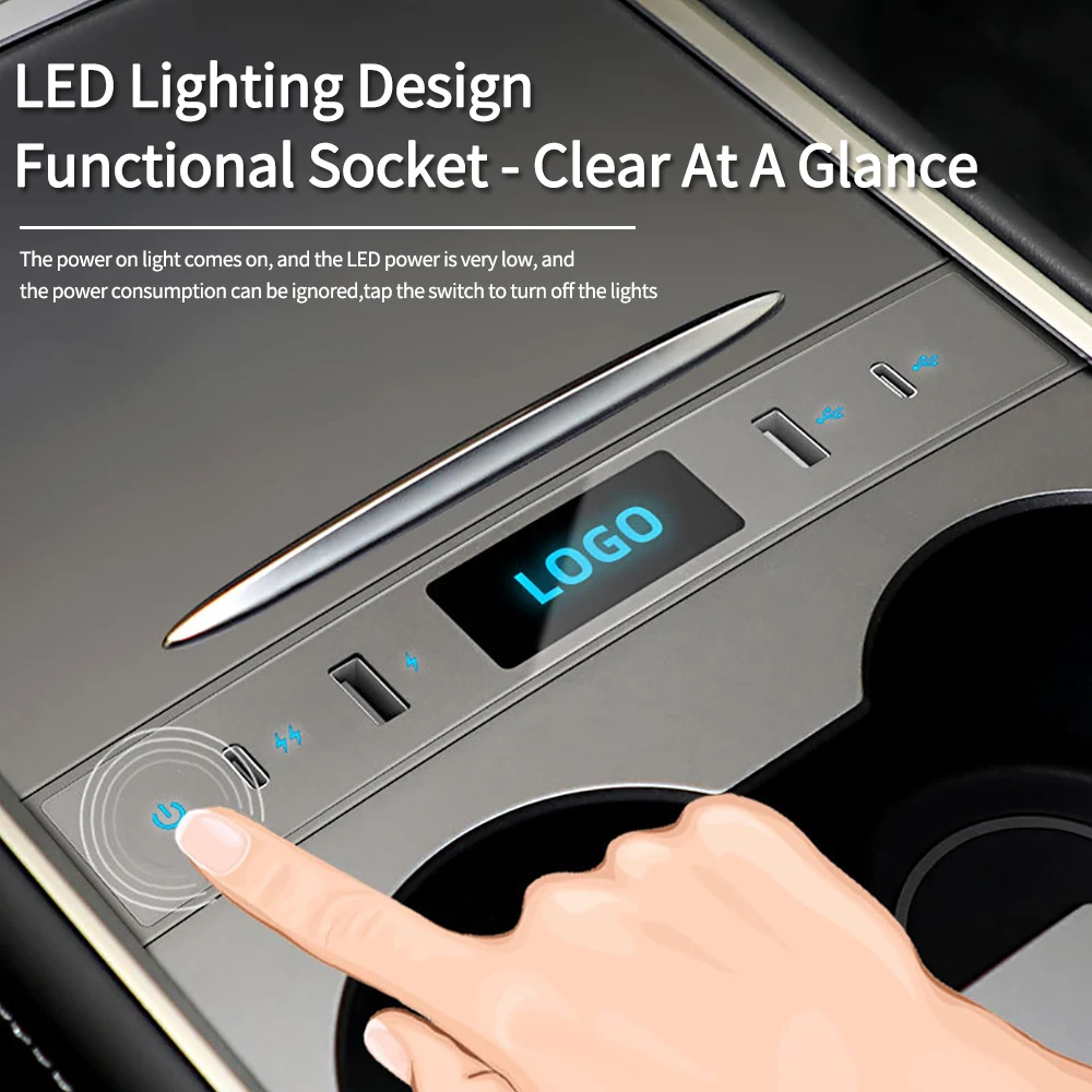 

27 Вт подставка для быстрой зарядки, многопортовый конвертер, быстрое зарядное устройство для мобильного телефона, адаптер зарядного устройства для Tesla модели 3/Y 2023, аксессуары