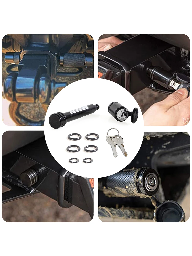 트레일러 히치 잠금 장치, 견인 트럭 보트 자전거용 리시버 히치 리시버 핀 잠금 장치, 5/8 인치 핀, 덜컹거림 방지 O-링