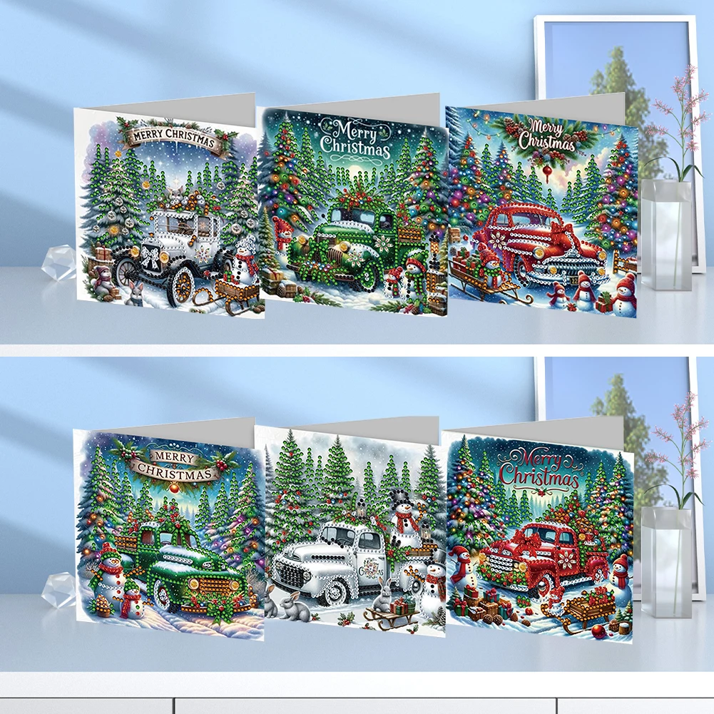 4/6/8/12PCS DIY Diamond Art Greeting Cards Diamond Art Handmade Cards for Xmas Birthdays Thanksgiving & Special Occasion