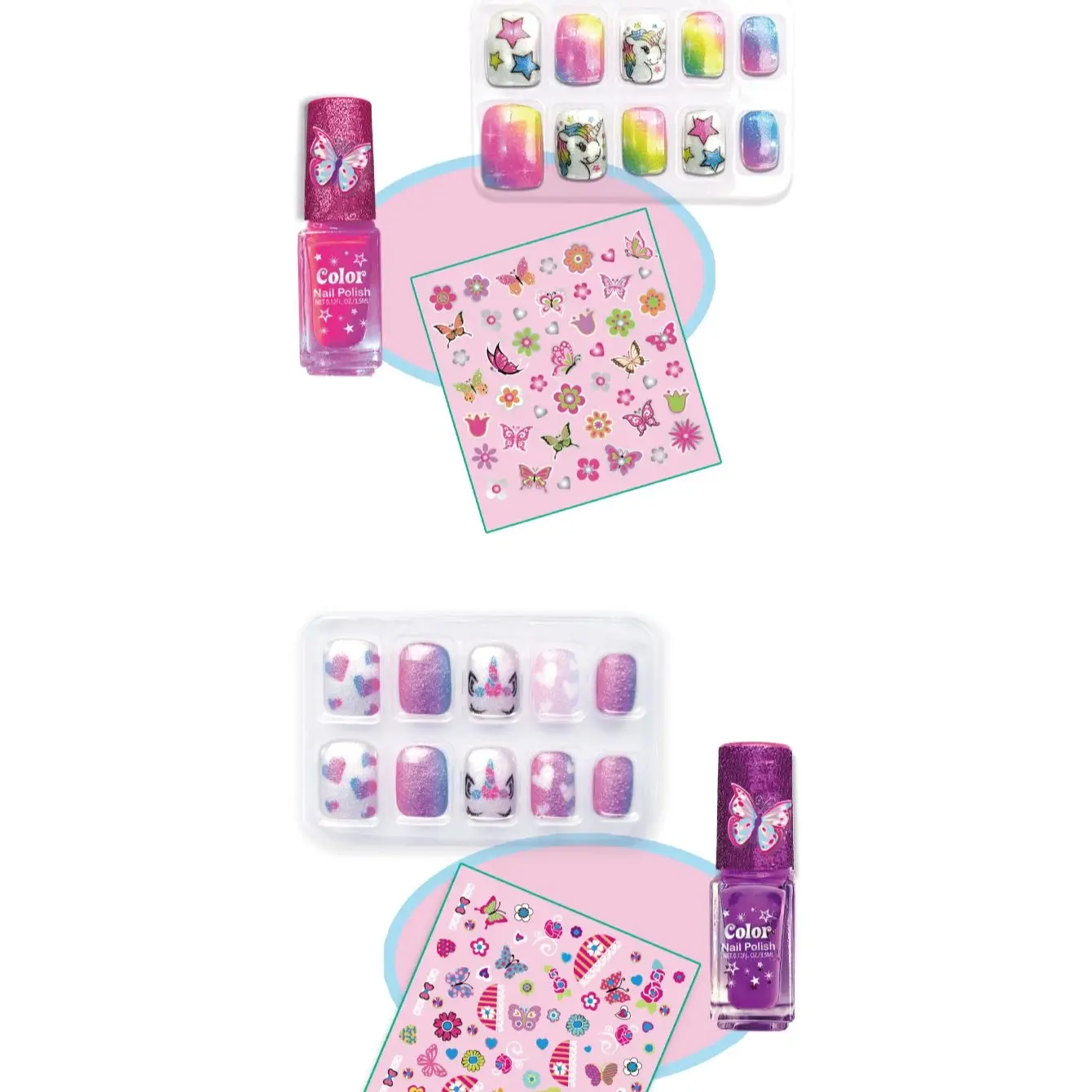 Makeup Toy Princess Pretend Toys Nail Art Toys Kids Makeup Set Butterfly Nail Playing Set Press on nail Stickers Nail Polish Art Kids Toys