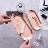 Modern Metal Rose Gold Plate Stainless Steel Silver Oval Storage  Jewelry Display Storage Tray Decorative Supplies Tray 1