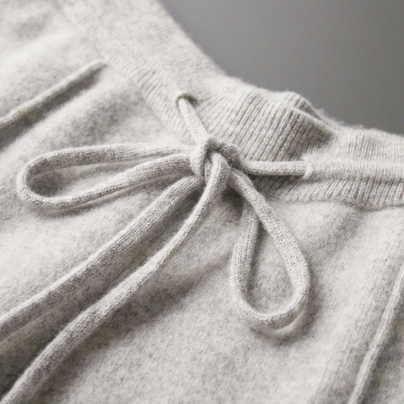 Autumn Winter 100% merino Wool Men's Wool Pants Thickened Knitted Long Pants Slim Fitting Solid Color Warm Flat Corner Pants 4