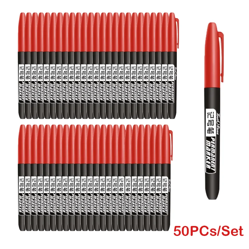 6-Piece Set of Waterproof Fine Point and Thick Nib Markers in Black, Blue, and Red Ink