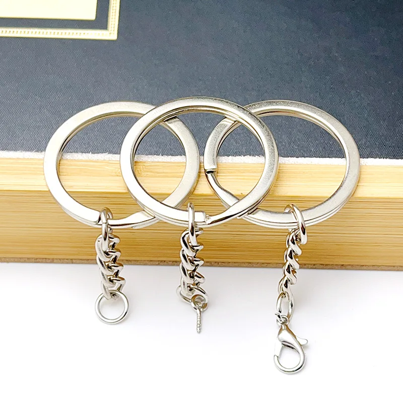 Bulk Pack of 30mm Round Flat Wire Metal Key Rings for DIY Crafts & Jewelry Making