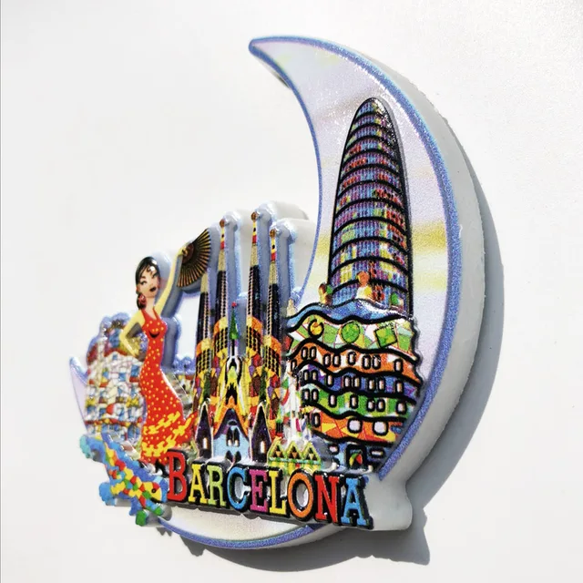 3D Sagrada Familia Barcelona Refrigerator Magnet – Handmade Resin Travel Souvenir Fridge Decoration
