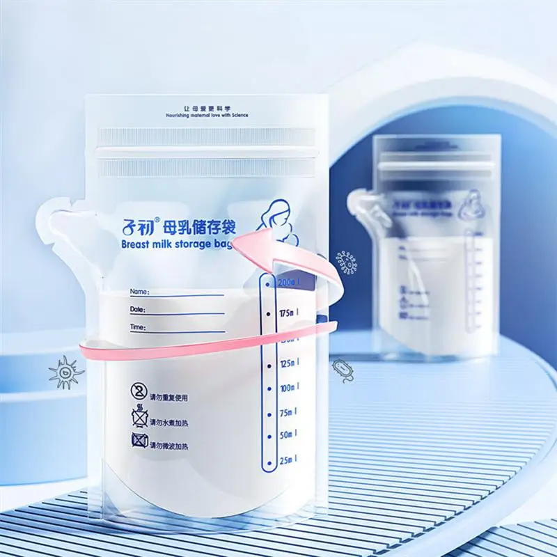 50Pcs Leakproof Breast Milk Bags 200ml Freshness Keeping Breast Milk Bags Mother Milk Freezer Feeding Infant Storage Milk Bag 3