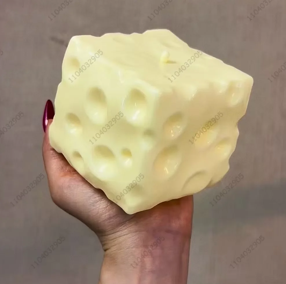 Jumbo-Käsewürfel, Stressball, großer Käse, formbarer Quetschball, nicht stückendes Zappelspielzeug, ASMR, sensorisches Anti-Stress-Weihnachtsgeschenk