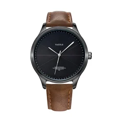 Luxury Men's Quartz Watch with Leather Strap - Elegant Business Style - No (Brown Black)