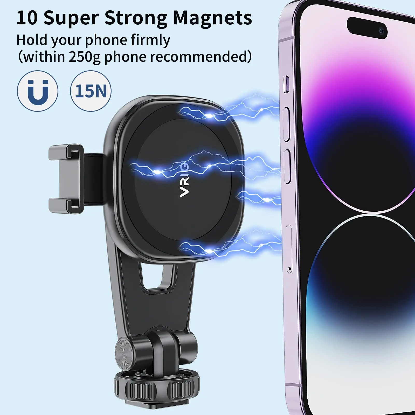 Vrig MG-03 Adattatore per supporto per telefono magnetico Treppiede Supporto per telefono per fotocamera magnetica Supporto per treppiede per iPhone 14 13 12 serie Mag-Safe