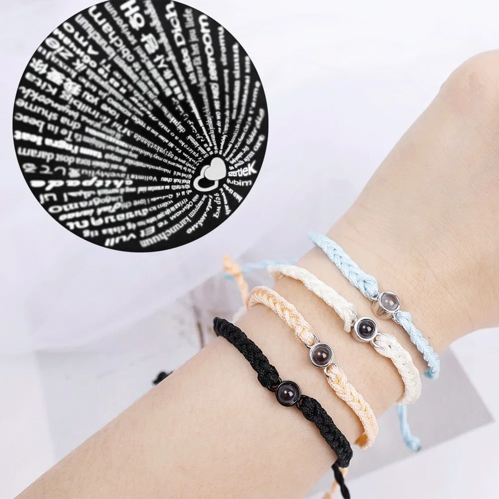100 Languages I Love You Nano Projection Bracelet Braided Rope