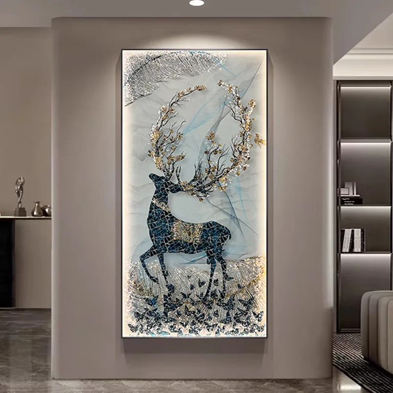 Entrance Decoration Wall Lamp Plant Ornaments Hanging Painting High-end Living Room Mural Light