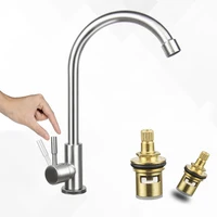 Kitchen Faucet Sink Sprayer Swivel Spout Brushed Stainless Steel Mixer Tap Single Cold Water Deck Mounted Kitchen Sink Tap 6