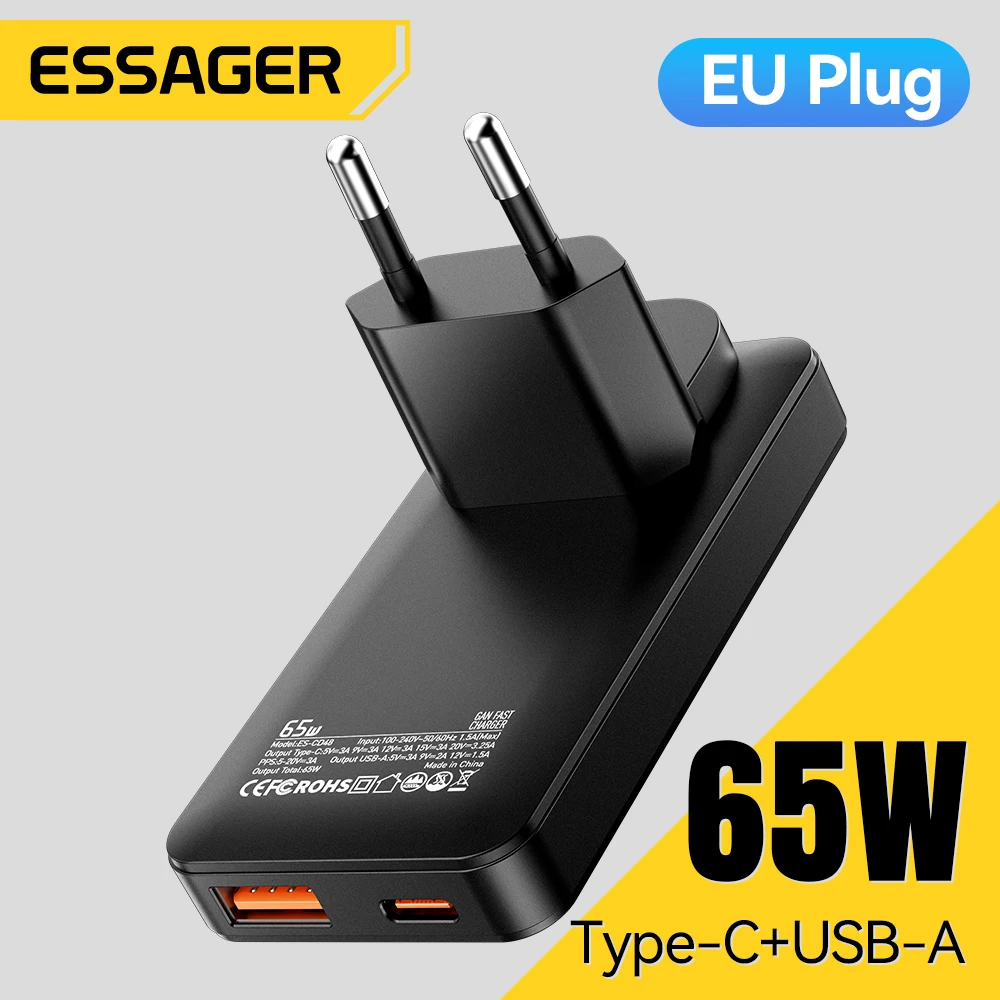 Essager Slim 65W GaN Portable Folding Fast Charger