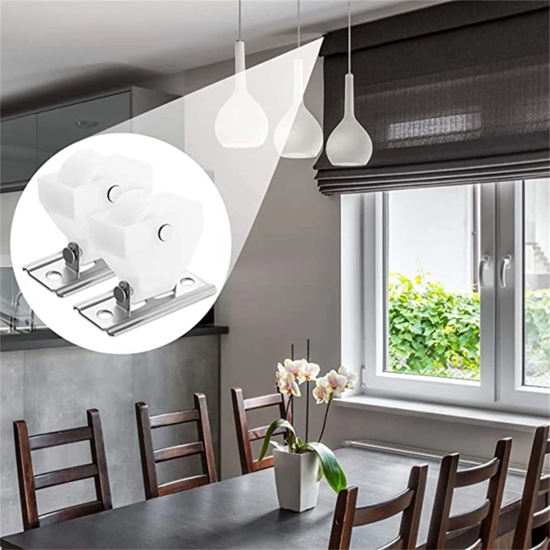 Drapery Hardware Cord Pulleys Window Blind Lock for Roman Pleated Shade Roller Shutter Replacement Accessories 4Pcs nylon bearing roller