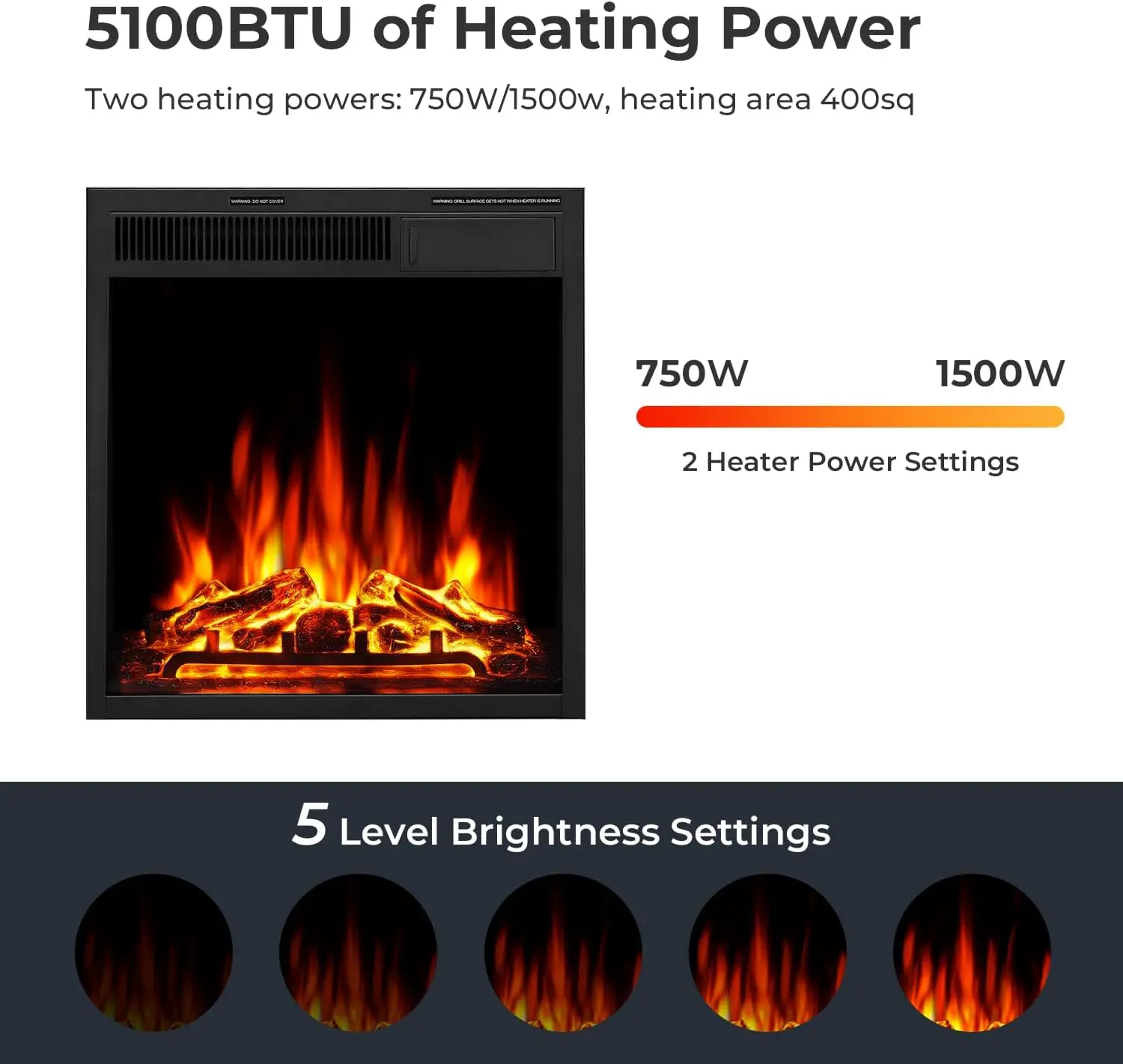 43” Corner Electric Fireplace Mantel Wooden Surround Firebox TV Stand with Freestanding Electric Fireplace Black 4